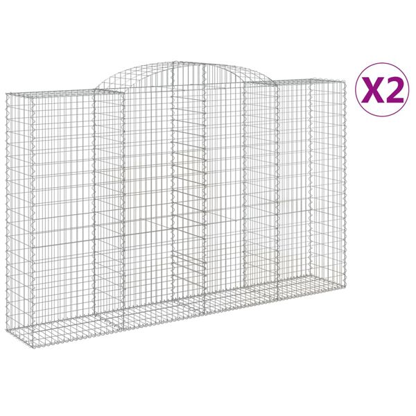 vidaXL Συρματοκιβώτια Τοξωτά 2 τεμ. 300x50x180/200 εκ. Γαλβαν. Ατσάλι