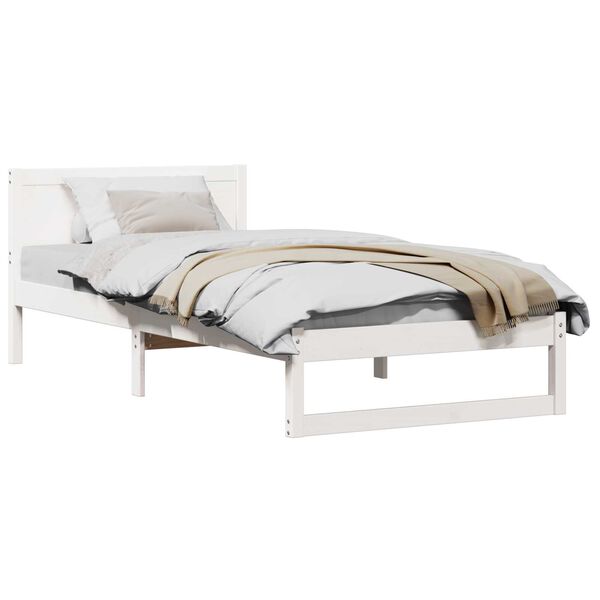 vidaXL Σκελετός Κρεβατιού Λευκό 90 x 190 cm Μασίφ ξύλο πεύκου