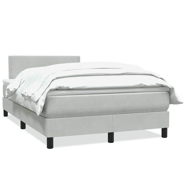 vidaXL Κρεβάτι Boxspring με Στρώμα Ανοιχτό Γκρι 120x210 εκ. Βελούδινο