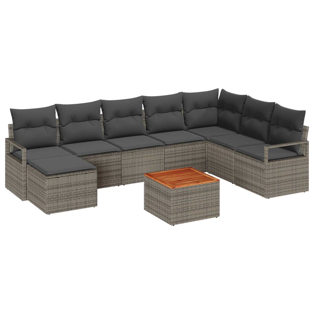 vidaXL Σετ Καναπέ Κήπου 9 pcs Γκρι