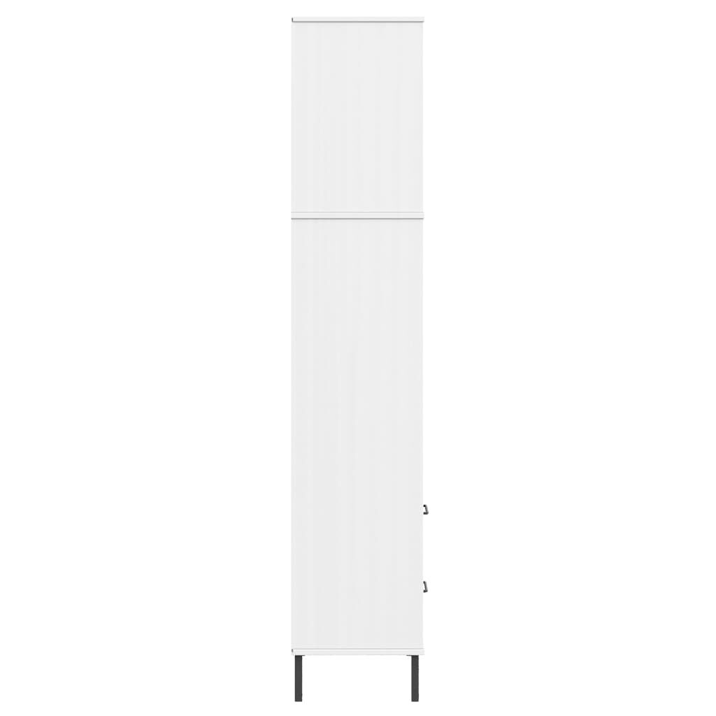 vidaXL Βιβλιοθήκη OSLO με 2 Συρτάρια Λευκή 60x35x180 εκ. Μασίφ Ξύλο