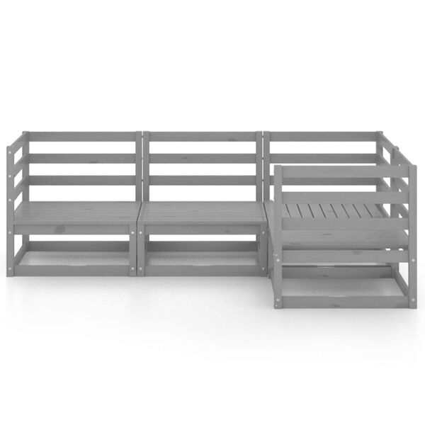 vidaXL Σαλόνι Κήπου Γκρι Σετ 4 Τεμαχίων από Μασίφ Ξύλο Πεύκου