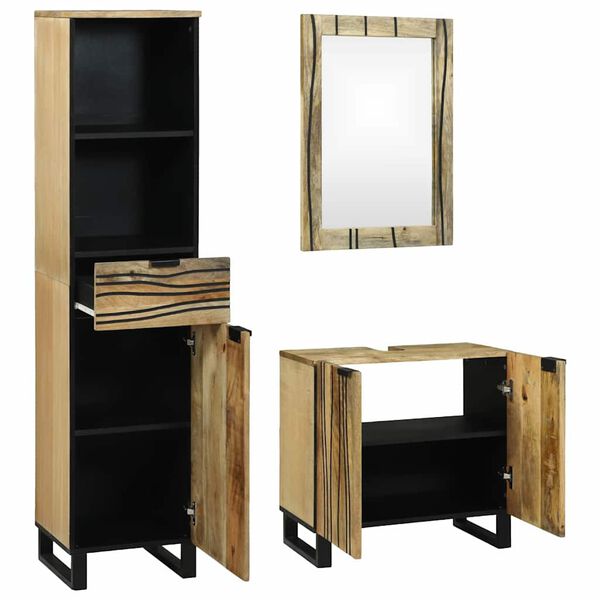 vidaXL Σετ Επίπλων Μπάνιου με συρτάρι 3 pcs Καφέ 38 x 33 x 160 εκ.