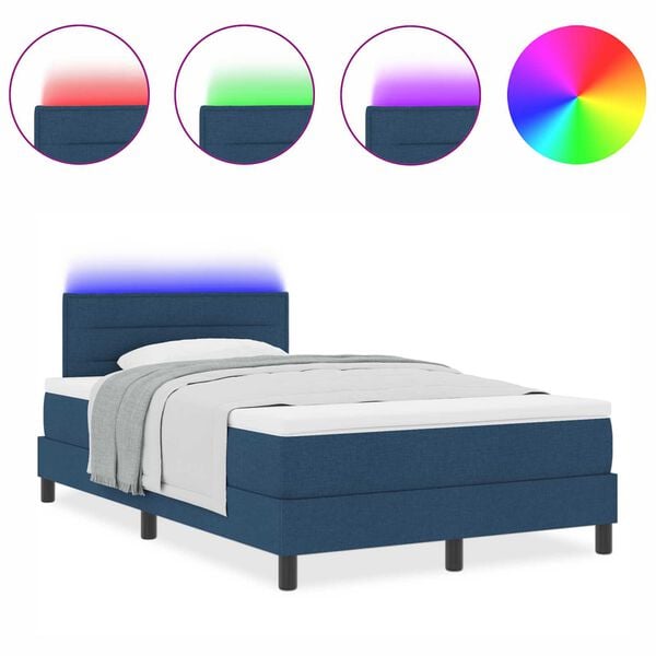 vidaXL Κρεβάτι με Στρώμα & LED Μπλε 120x200 εκ Ύφασμα