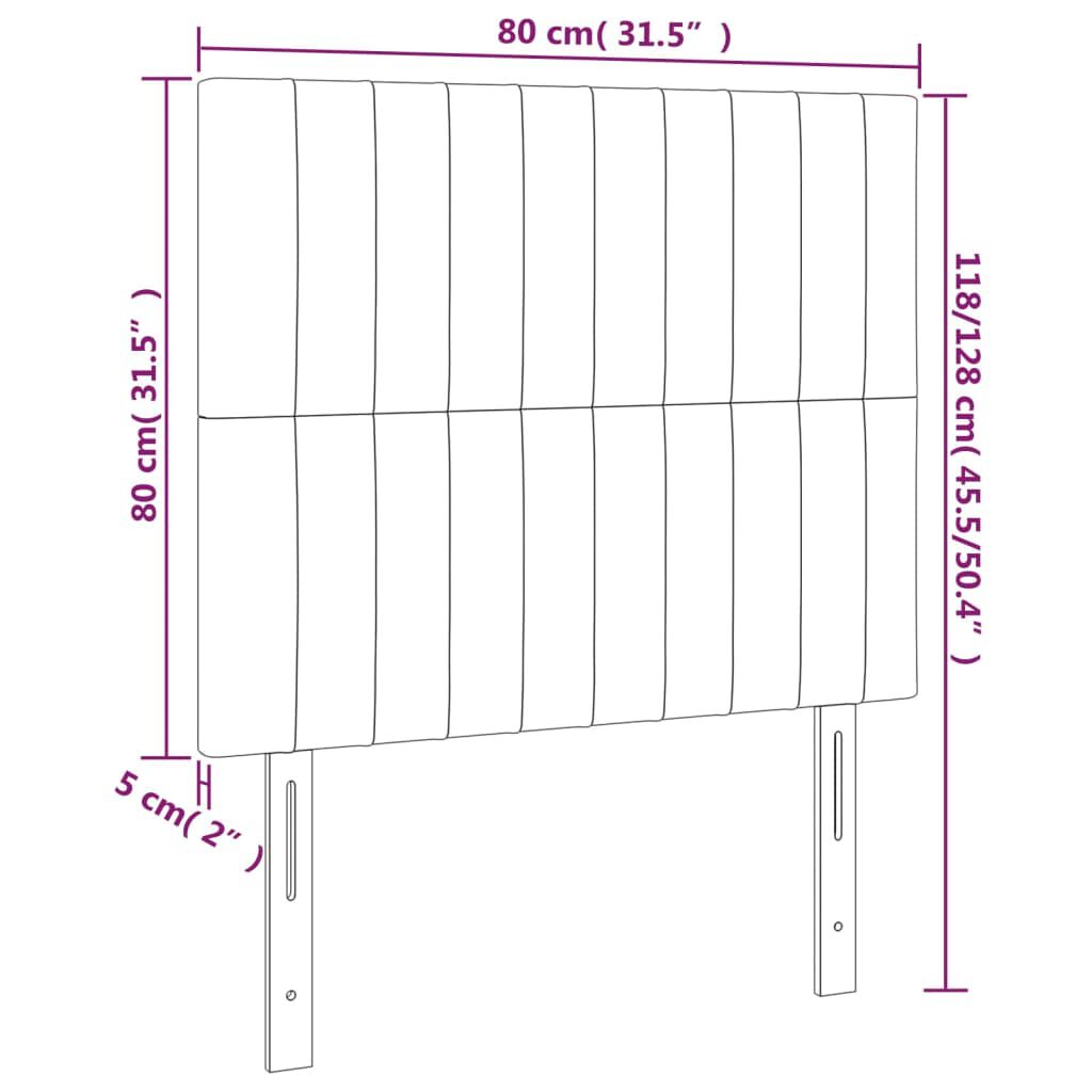 vidaXL Κεφαλάρια Κρεβατιού 2 τεμ. Μαύρα 80 x 5 x 78/88 εκ. Βελούδινο