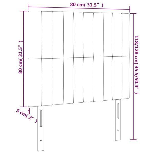 vidaXL Κεφαλάρια Κρεβατιού 2 τεμ. Μαύρα 80 x 5 x 78/88 εκ. Βελούδινο