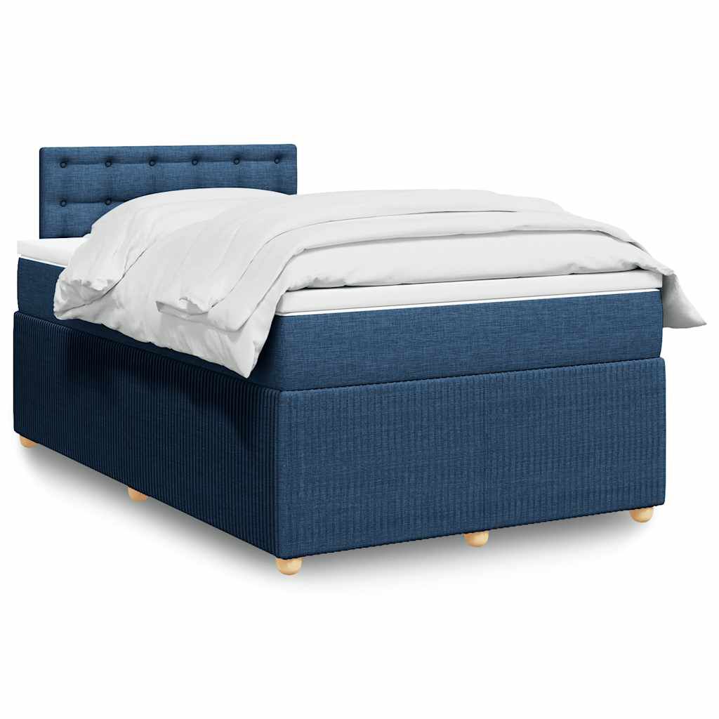 vidaXL Κρεβάτι Boxspring με Στρώμα Μπλε 120x190 εκ. Υφασμάτινο