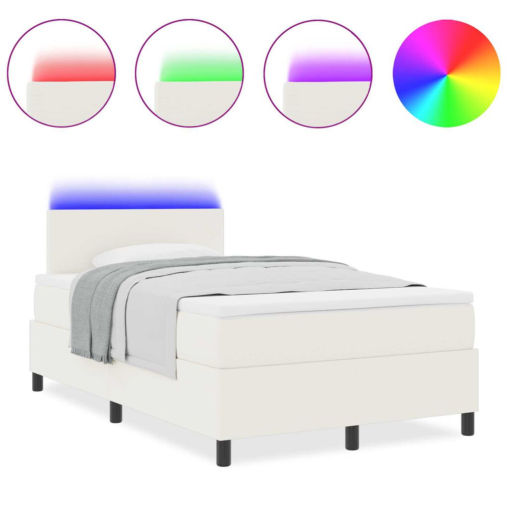 vidaXL Κρεβάτι με Σπαστή Βάση με Στρώμα & LED Λευκό 120x200 εκ Βελούδινο Ύφασμα
