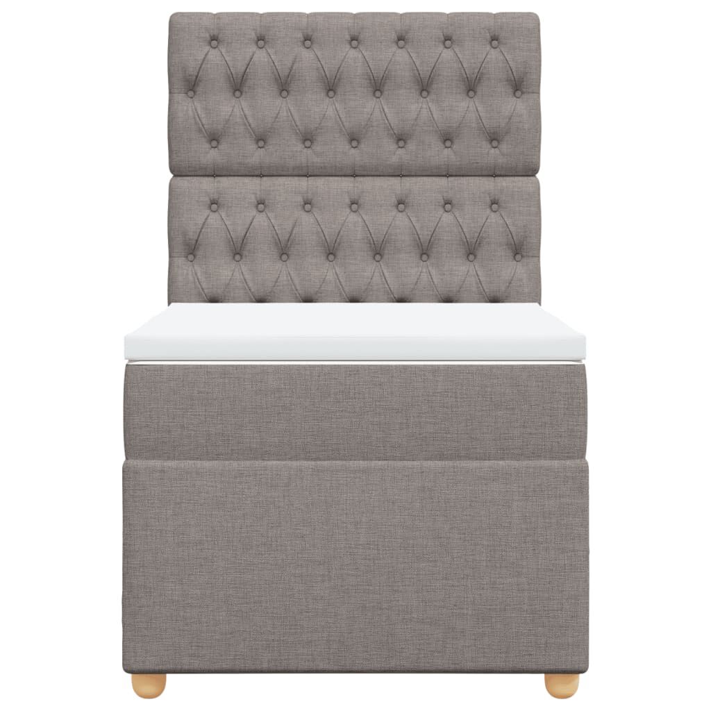 vidaXL Κρεβάτι Boxspring με Στρώμα Taupe 90x200 εκ. Υφασμάτινο