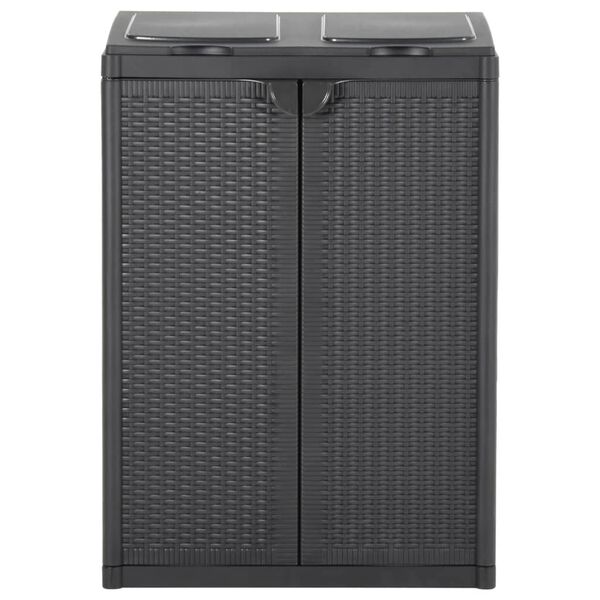 vidaXL Κάδος Απορριμμάτων με 2 Πόρτες Μαύρος 65 x 45 x 88 εκ. PP