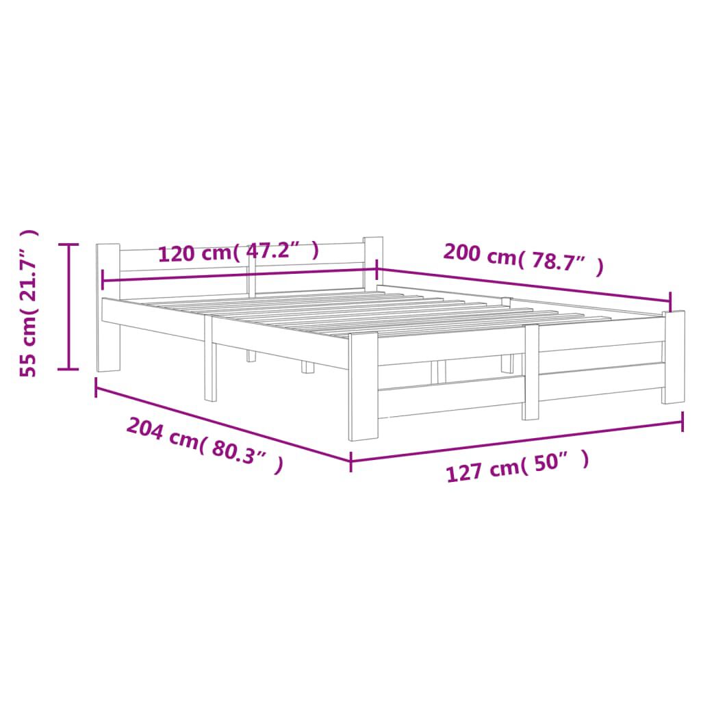 vidaXL Πλαίσιο Κρεβατιού Καφέ Μελί 120 x 200 εκ. Μασίφ Ξύλο Πεύκου