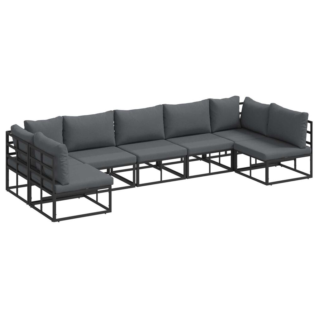 vidaXL Σετ Καναπέ Κήπου 7 pcs Μαύρο 353 x 141.5 x 71 εκ Αλουμίνιο