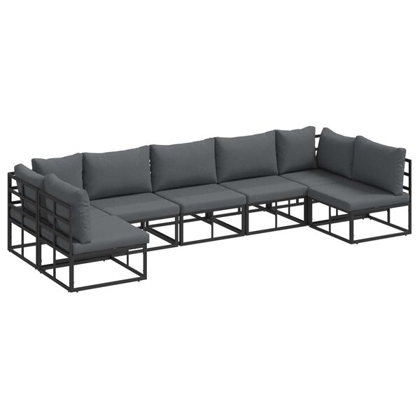 vidaXL Σετ Καναπέ Κήπου 7 pcs Μαύρο 353 x 141.5 x 71 εκ Αλουμίνιο