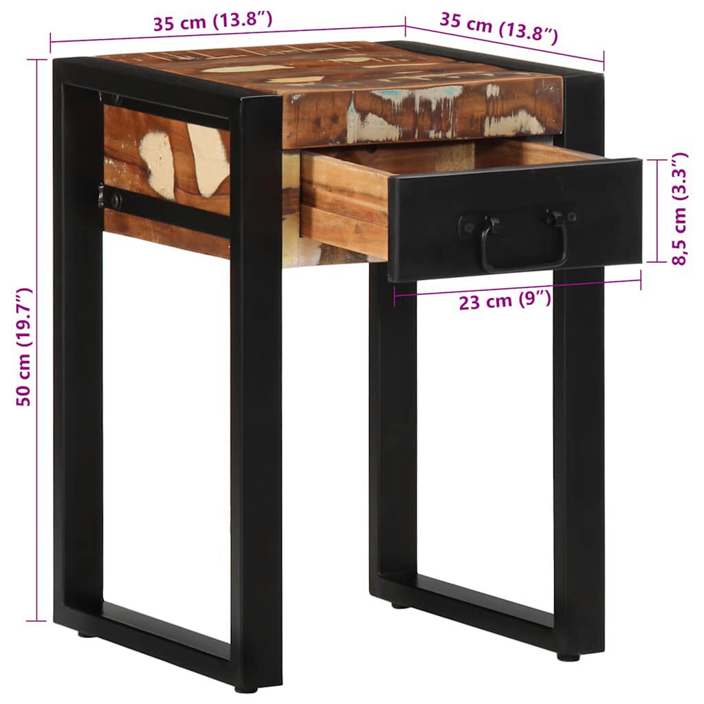 vidaXL Τραπεζάκι Πολύχρωμο 35x35x50 cm Ξύλο μασίφ αναγεννημένο