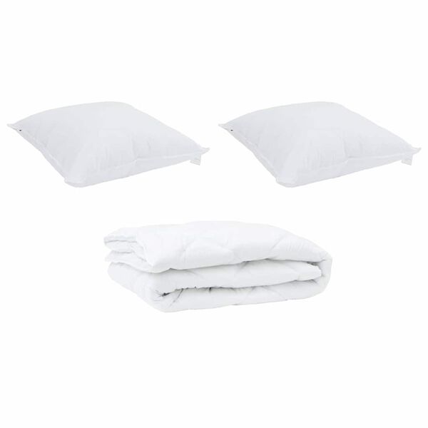 vidaXL Παπλωμα με Μαξιλάρια Argyle 3 pcs Λευκό 240 x 260 εκ. Μικροΐνες