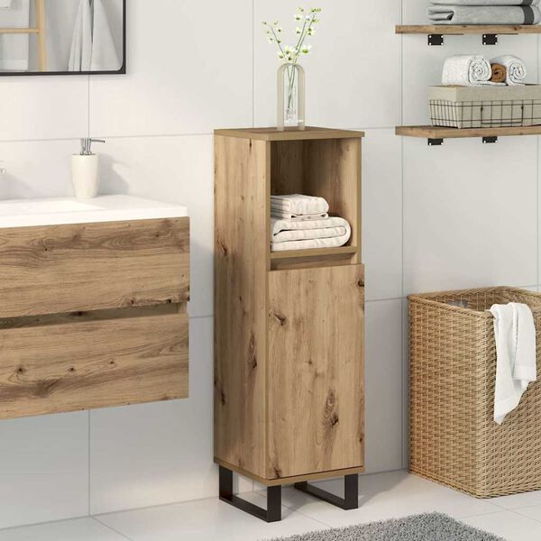 vidaXL Ντουλάπι μπάνιου Δρυς τεχνίτης 30x30x100 cm Κατασκευασμένο ξύλο