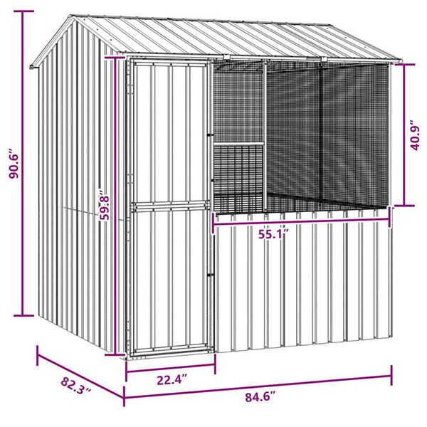 vidaXL Κλουβί Πουλιών Ανθρακί 215 x 209 x 230 εκ Γαλβανισμένος χάλυβας