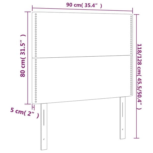 vidaXL Κεφαλάρι Κρεβατιού LED Σκούρο Γκρι 90x5x118/128 εκ. Βελούδινο