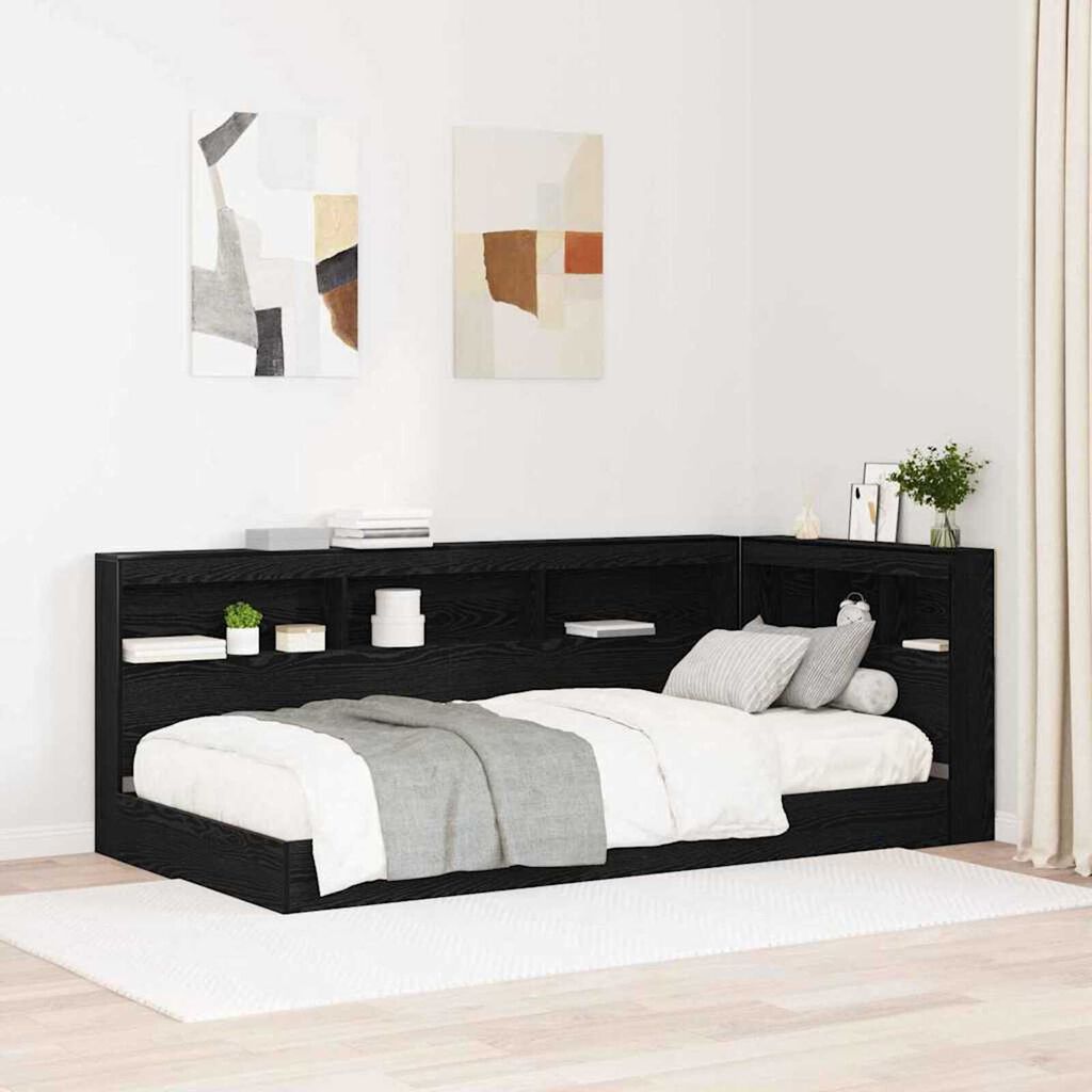 vidaXL Κεφαλάρι Αποθήκης με ράφι Μαύρη δρυς 75 cm Επεξεργασμένο ξύλο