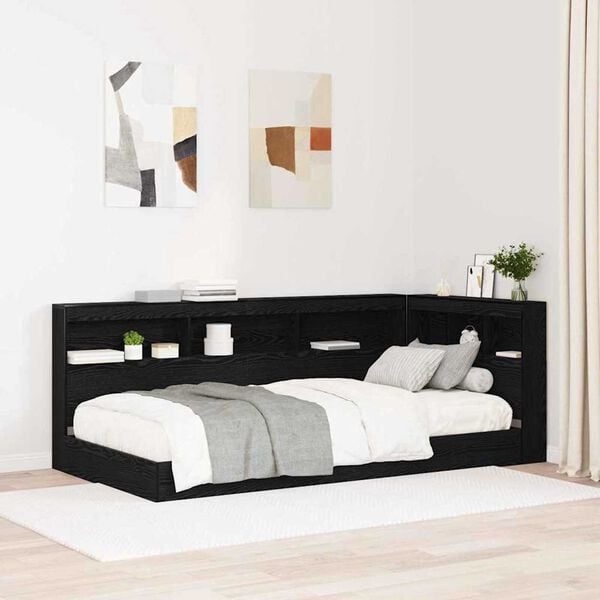 vidaXL Κεφαλάρι Αποθήκης με ράφι Μαύρη δρυς 75 cm Επεξεργασμένο ξύλο