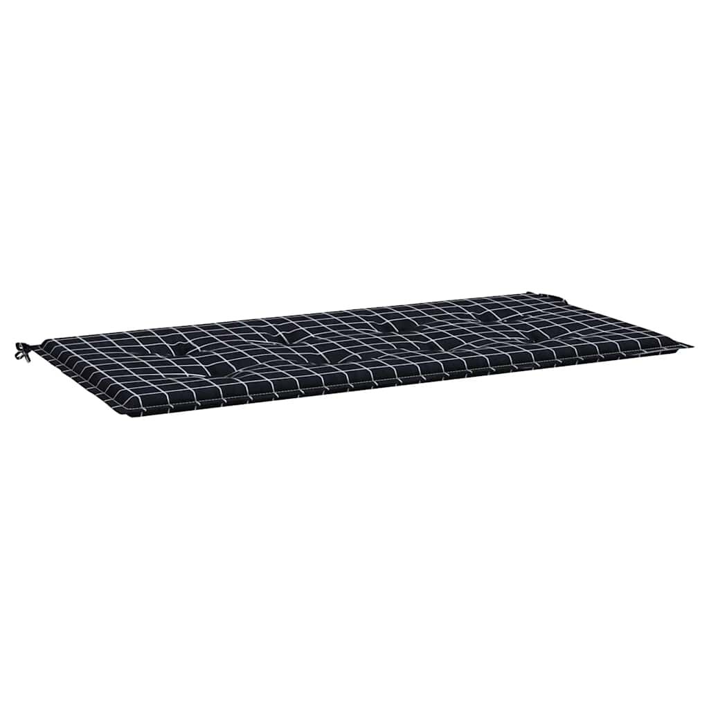 vidaXL Μαξιλάρι Πάγκου Κήπου Μαύρο Καρό 120x50x4 εκ. Ύφασμα Oxford