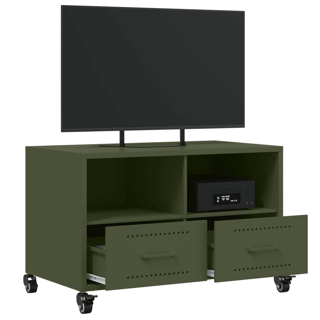 vidaXL Έπιπλο Τηλεόρασης Πράσινο Λαδί 68x39x43,5 εκ. από Ατσάλι