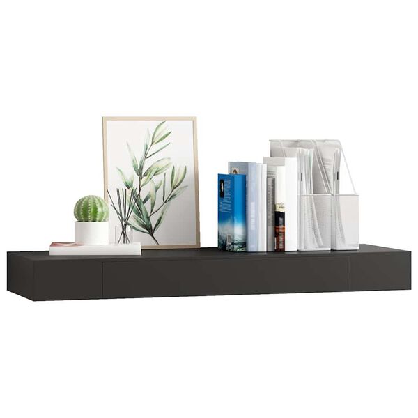 vidaXL Ράφι Τοίχου με Συρτάρι Μαύρο 80 x 25 x 8 εκ. MDF