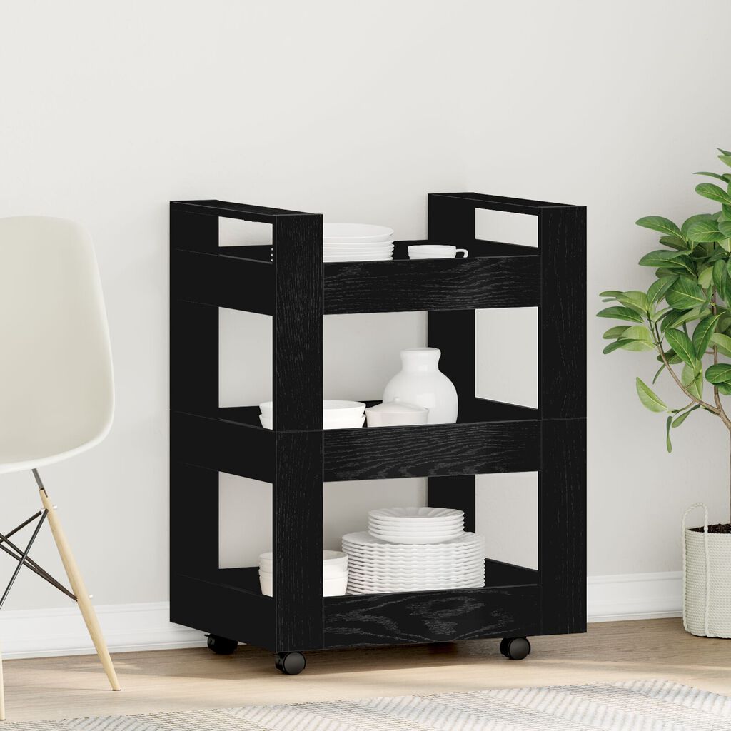 vidaXL Τροχός Κουζίνας Μαύρη Βελανιδιά 60x45x80 εκ. Ξύλο Μηχανικής Κατεργασίας