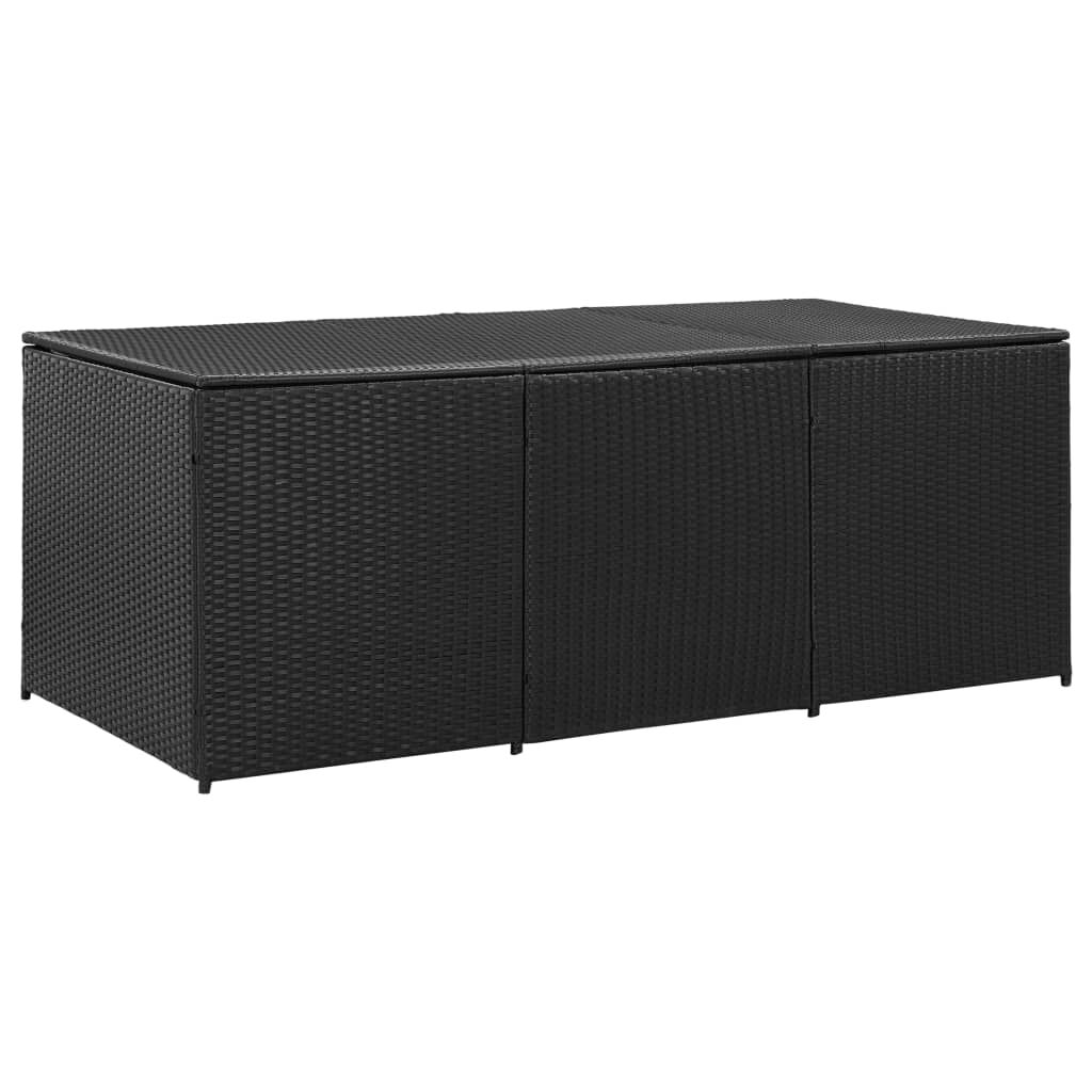 vidaXL Κουτί Αποθήκευσης Κήπου Μαύρο 180x90x70 εκ. από Συνθετικό Ρατάν