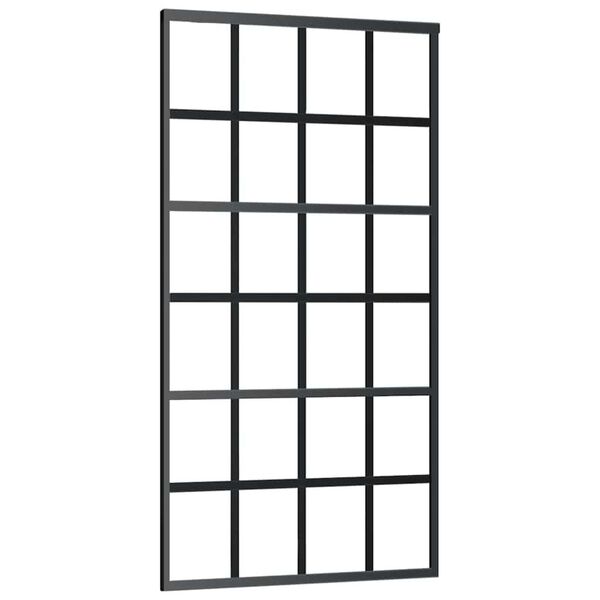 vidaXL Συρόμενη πόρτα με σετ υλικού Μαύρο 102x205 cm ESG Γυαλί