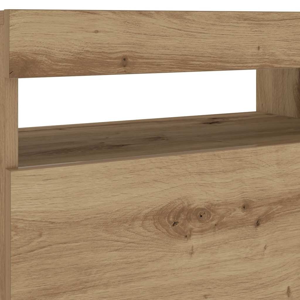 vidaXL Κομοδίνο με φώτα LED Αρτισιανή Δρυς 60x35x40 εκ. από Επεξ. Ξύλο