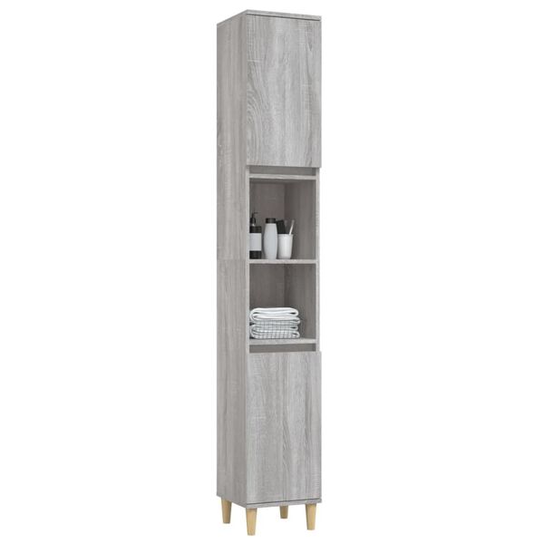 vidaXL Ντουλάπι Μπάνιου Γκρι Sonoma 30x30x190 εκ. Επεξεργασμένο Ξύλο
