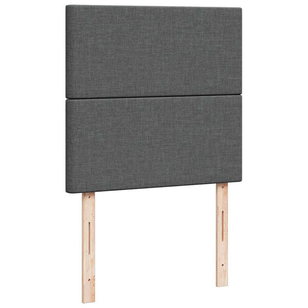 vidaXL Κρεβάτι Boxspring με Στρώμα Σκούρο Γκρι 90x200 εκ. Υφασμάτινο