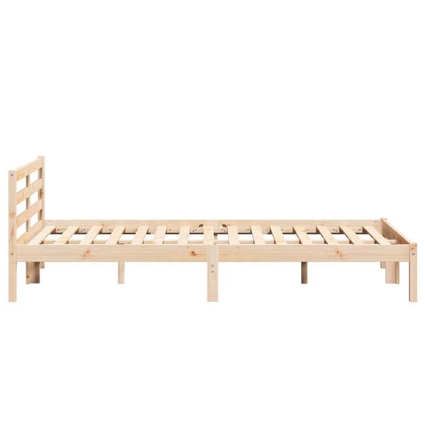 vidaXL Κρεβάτι με κεφαλάρι Καφέ 210 x 140 εκ Μασίφ ξύλο πεύκου