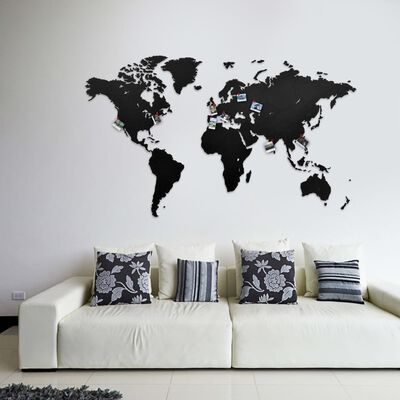 MiMi Innovations Παγκόσμιος Χάρτης Luxury Μαύρος 130 x 78 εκ. Ξύλινος