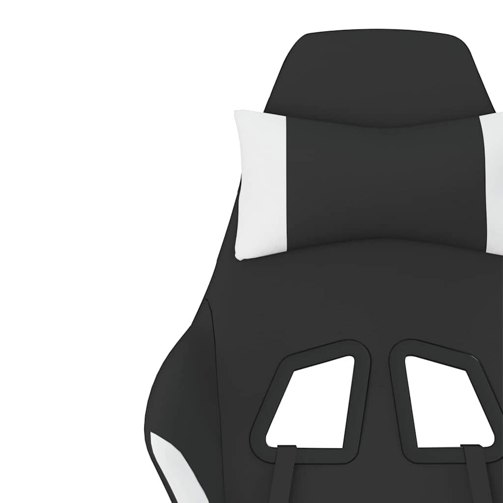 vidaXL Καρέκλα Μασάζ Gaming Μαύρη/Λευκή Ύφασμα με Υποπόδιο