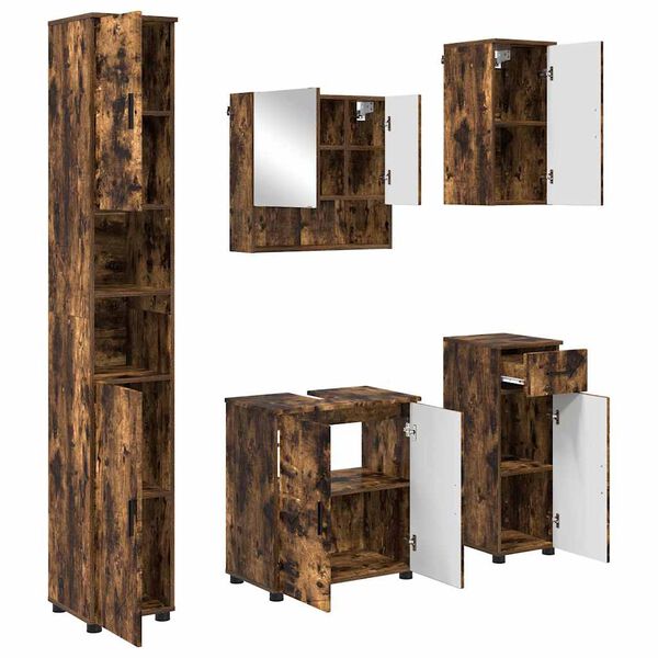 vidaXL Σετ Επίπλων Μπάνιου 5 pcs Καπνιστή δρυς 61 x 35 x 64 εκ.