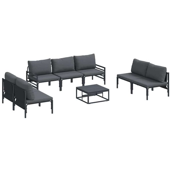 vidaXL Σετ Καναπέ Κήπου 8 pcs Ανθρακί Ατσάλι