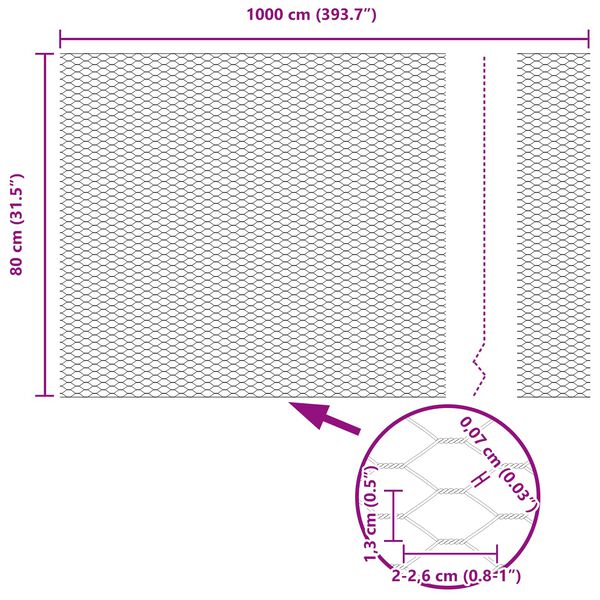 vidaXL Φράχτης Εξαγώνου Πράσινο 0.8 x 10 m Ατσάλι