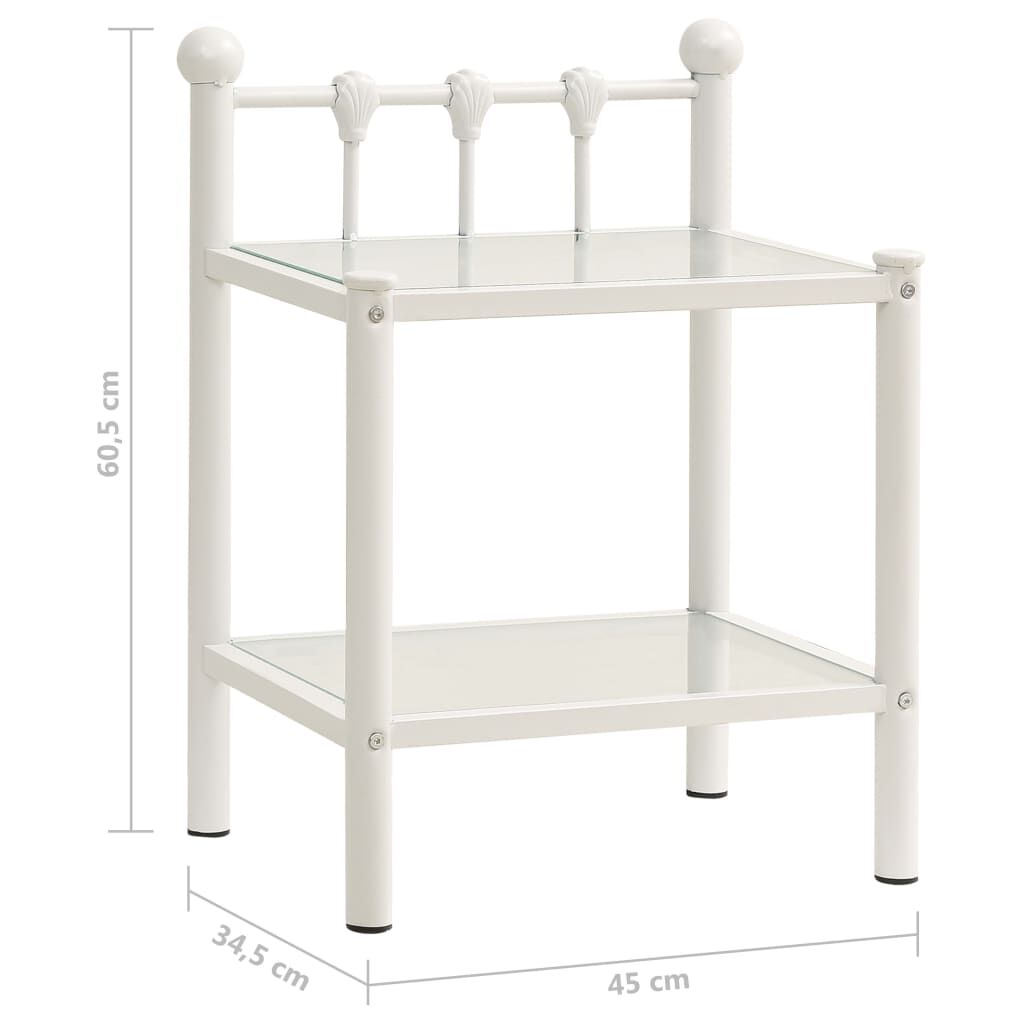 vidaXL Κομοδίνο Λευκό και Διαφανές 45x34,5x60,5εκ. από Μέταλλο & Γυαλί
