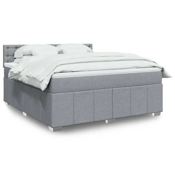 vidaXL Κρεβάτι Boxspring με Στρώμα Ανοιχτό Γκρι 180x200 εκ. Υφασμάτινο