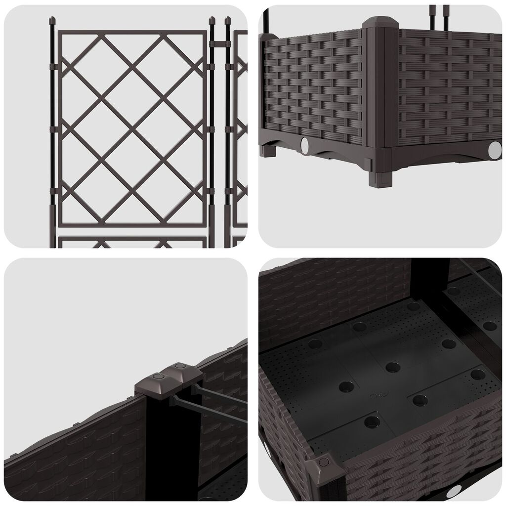 vidaXL Φυτευτής Κήπου με Πέταλο 2 τμχ Καφέ 80x40x125.5 εκ