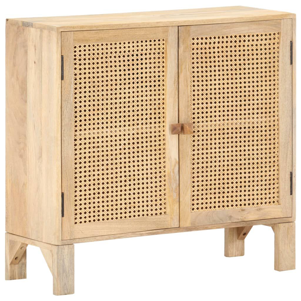 vidaXL Ντουλάπι 80x30x73 εκ. Μασίφ Ξύλο Μάνγκο και Φυσικό Ζαχαροκάλαμο
