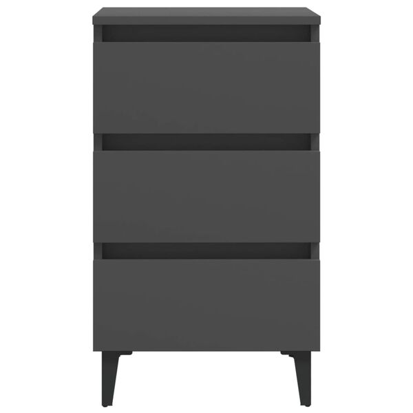 vidaXL Κομοδίνα 2 τεμ. Γκρι 40 x 35 x 69 εκ. με Μεταλλικά Πόδια