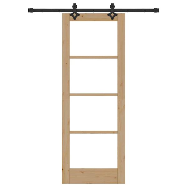 vidaXL Συρόμενη Πόρτα Άλλο Καφέ 73.5 x 198.5 εκ. Ξύλο και μέταλλο