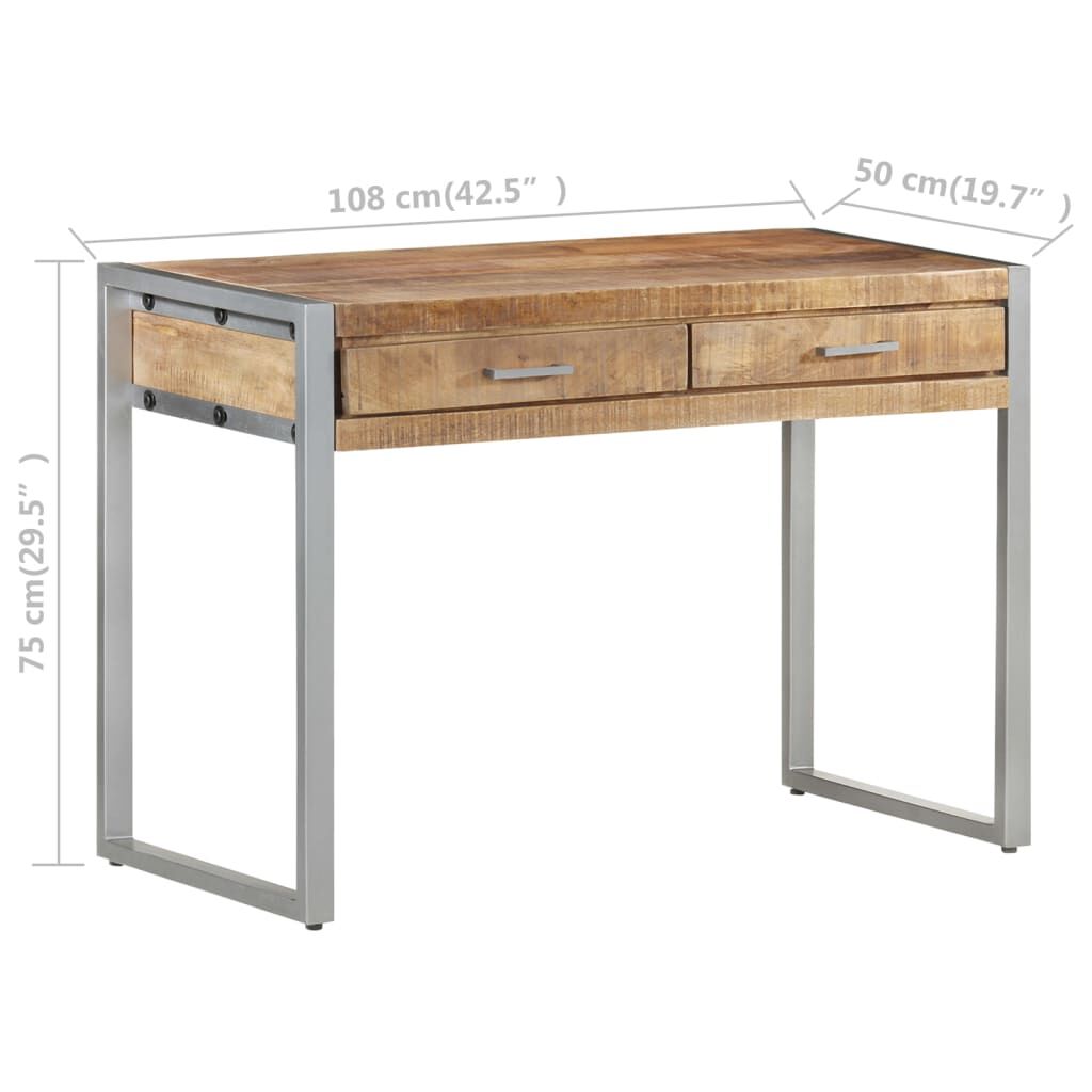 vidaXL Γραφείο 108 x 50 x 75 εκ. από Ακατέργαστο Ξύλο Μάνγκο