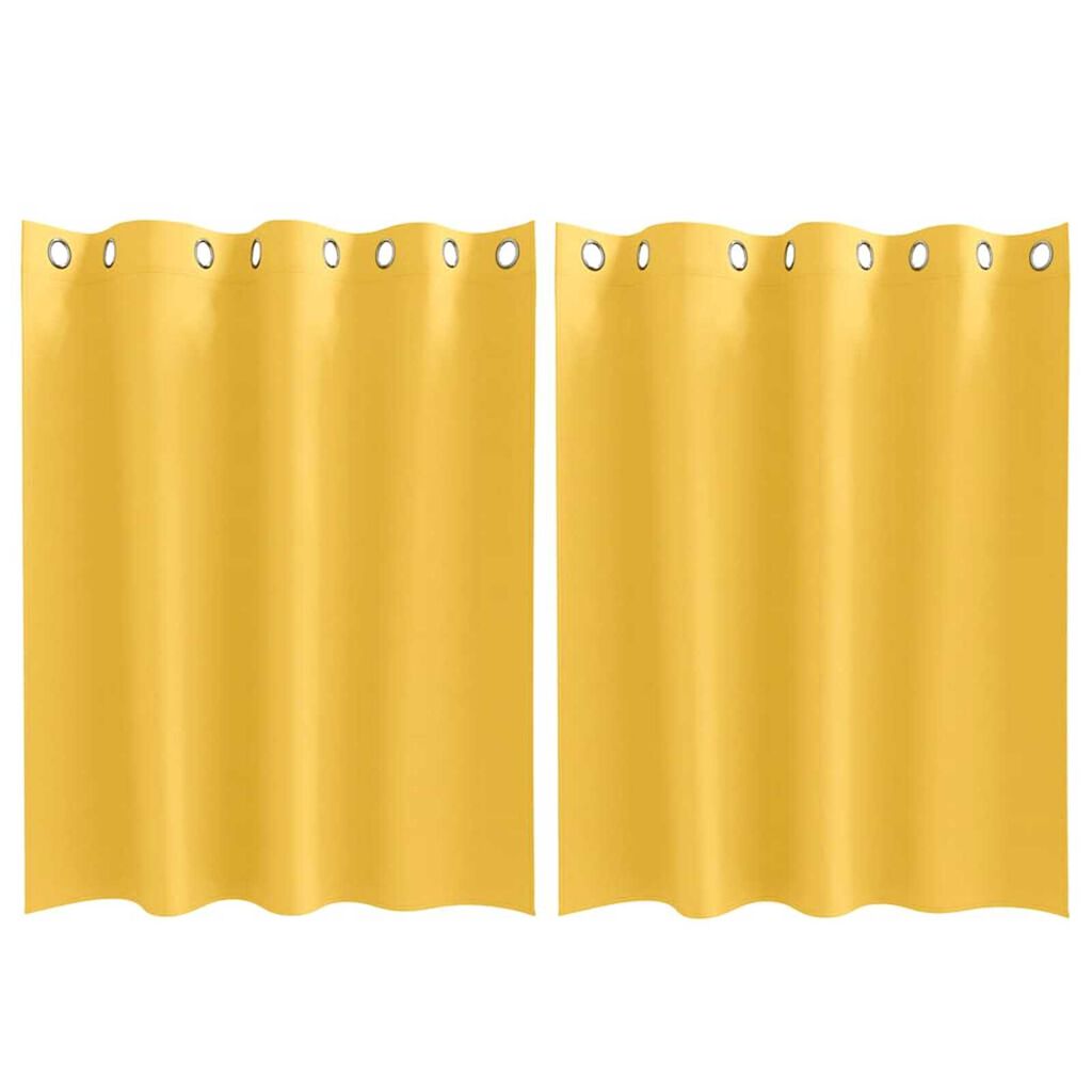 vidaXL Κουρτίνες με κουρτίνες 2 pcs κίτρινο μουσταρδί Πολυεστέρας