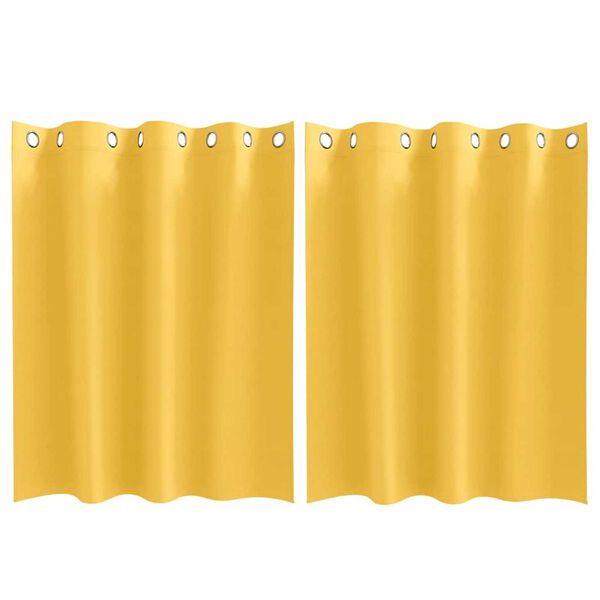 vidaXL Κουρτίνες με κουρτίνες 2 pcs κίτρινο μουσταρδί Πολυεστέρας