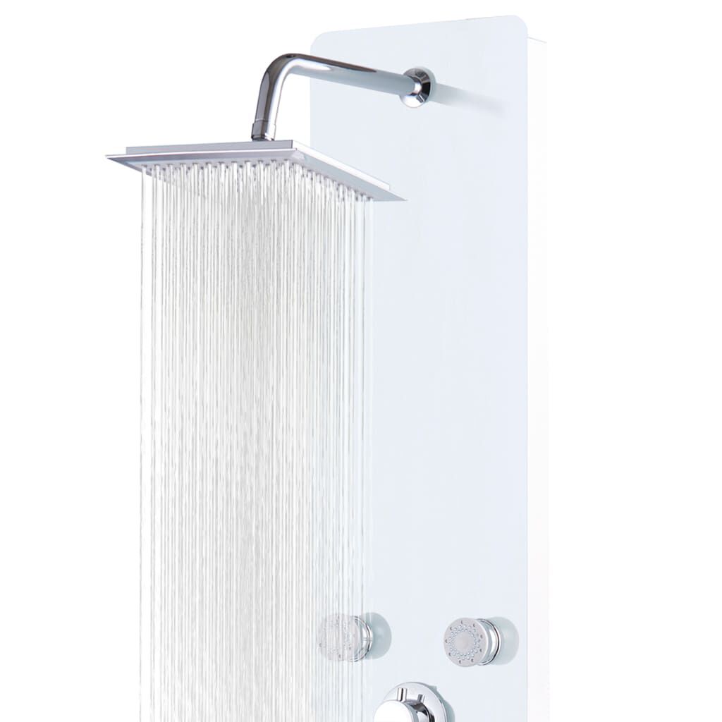 vidaXL Στήλη Ντους Υδρομασάζ Λευκή 25 x 44,6 x 130 εκ. από Γυαλί