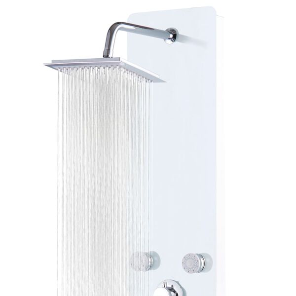 vidaXL Στήλη Ντους Υδρομασάζ Λευκή 25 x 44,6 x 130 εκ. από Γυαλί